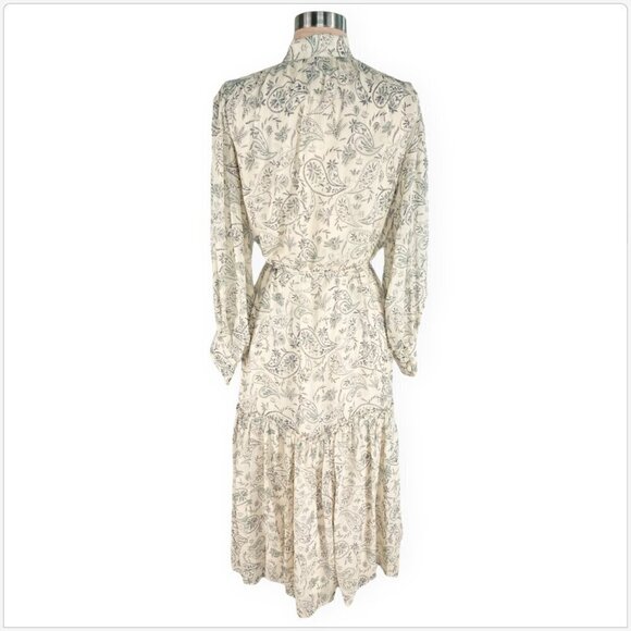 Joie Roussel Midi Silk Dress Paisley Floral Bleached Sand Pattern NWT New S - Picture 6 of 7